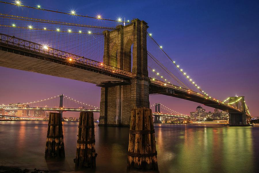 Brooklyn Bridge at Night in New York City USA Photograph by Artpics ...