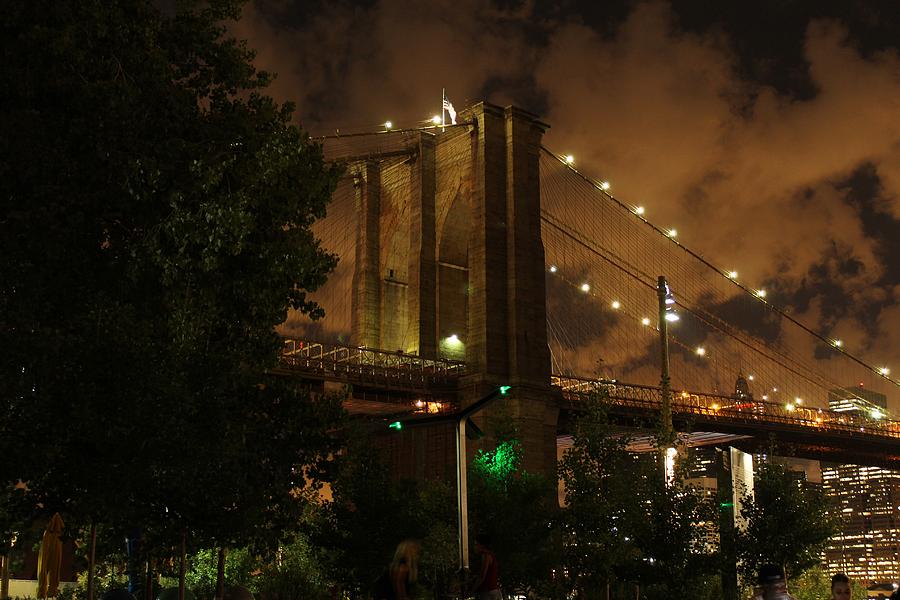 Brooklyn Bridge at Night Photograph by Karen Silvestri