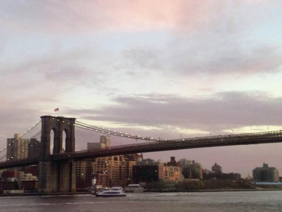 Brooklyn Bridge Photograph - Brooklyn Bridge at Sunset by Carolyn Quinn