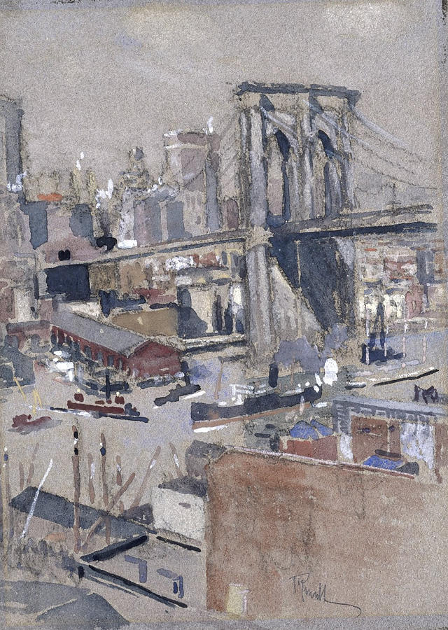 City Painting - Brooklyn Bridge  before by MotionAge Designs