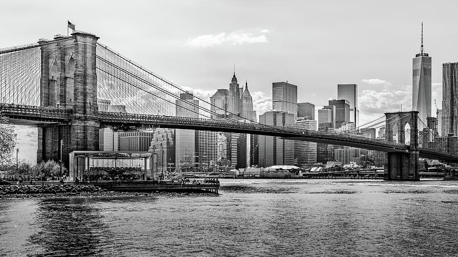 Brooklyn Bridge Black And White Photograph by Thomas Gerber
