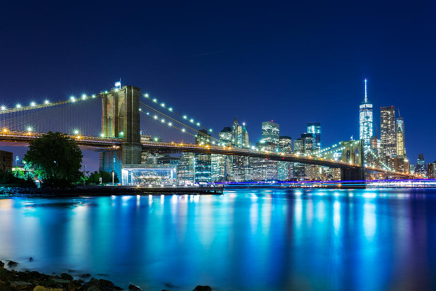 Brooklyn Bridge Photograph - Brooklyn Bridge Blues by Christopher Villandry