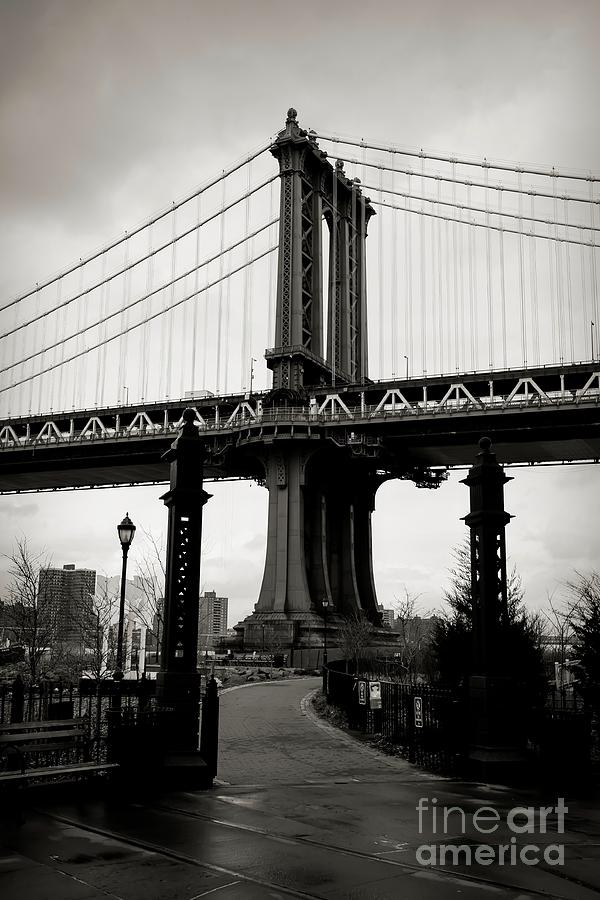 Manhattan Bridge Clouds Dark Tones  Photograph by Chuck Kuhn