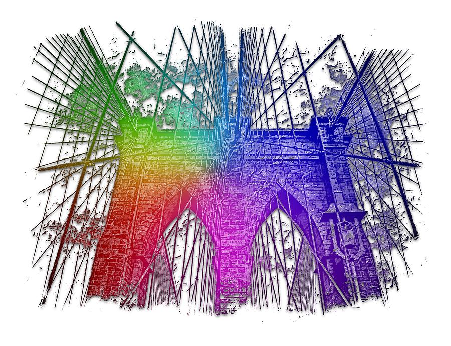 Brooklyn Bridge Cool Rainbow 3 Dimensional Photograph by DiDesigns Graphics