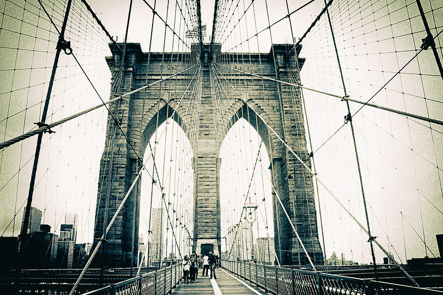 Brooklyn Bridge Photograph - Brooklyn Bridge Crossing by Jessica Jenney