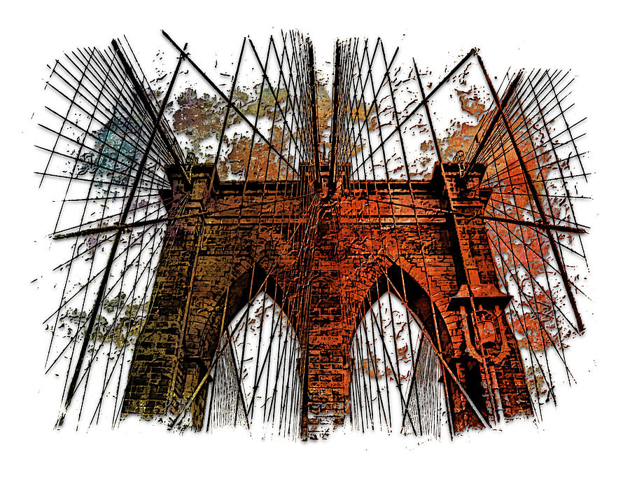 Brooklyn Bridge Earthy Rainbow 3 Dimensional Photograph by DiDesigns Graphics