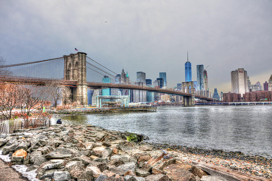 Brooklyn Bridge Photograph - Brooklyn Bridge from Brooklyn Bridge Park by Randy Aveille