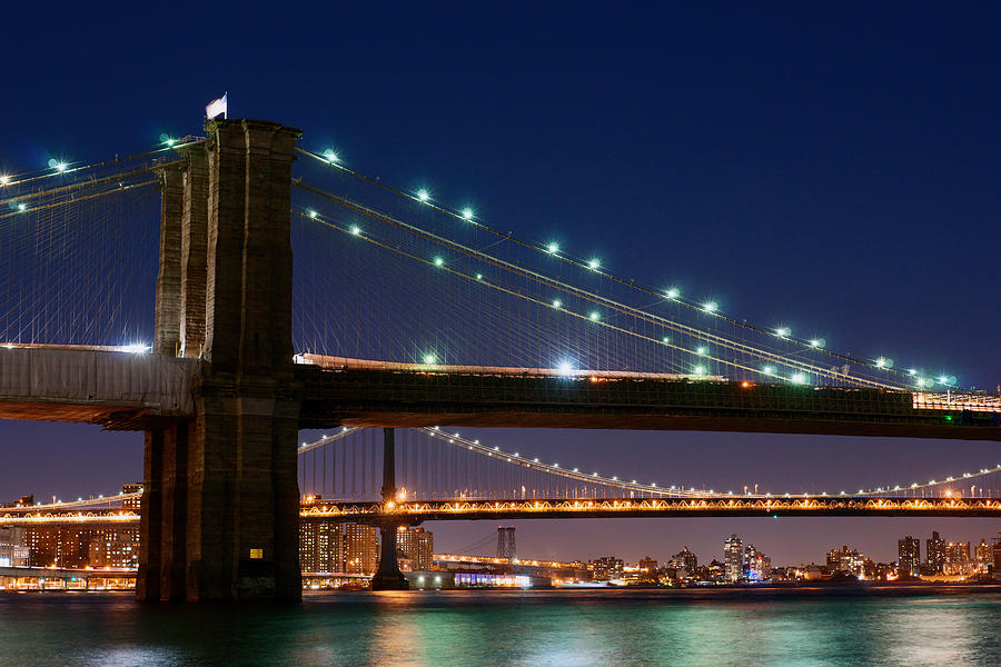 New York City Photograph - Brooklyn Bridge Green by Rospotte Photography