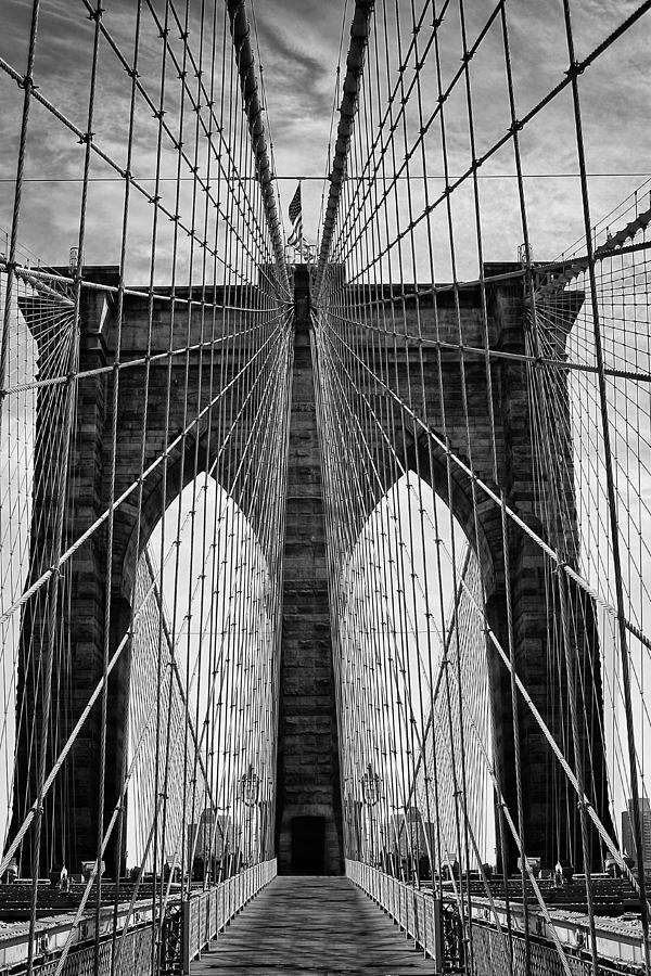 Architecture Photograph - Brooklyn Bridge in monochrome by Russ Dixon
