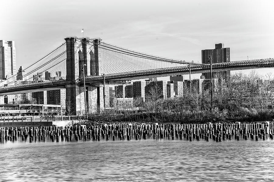 Brooklyn Bridge Monochrome Photograph by Alan Raasch