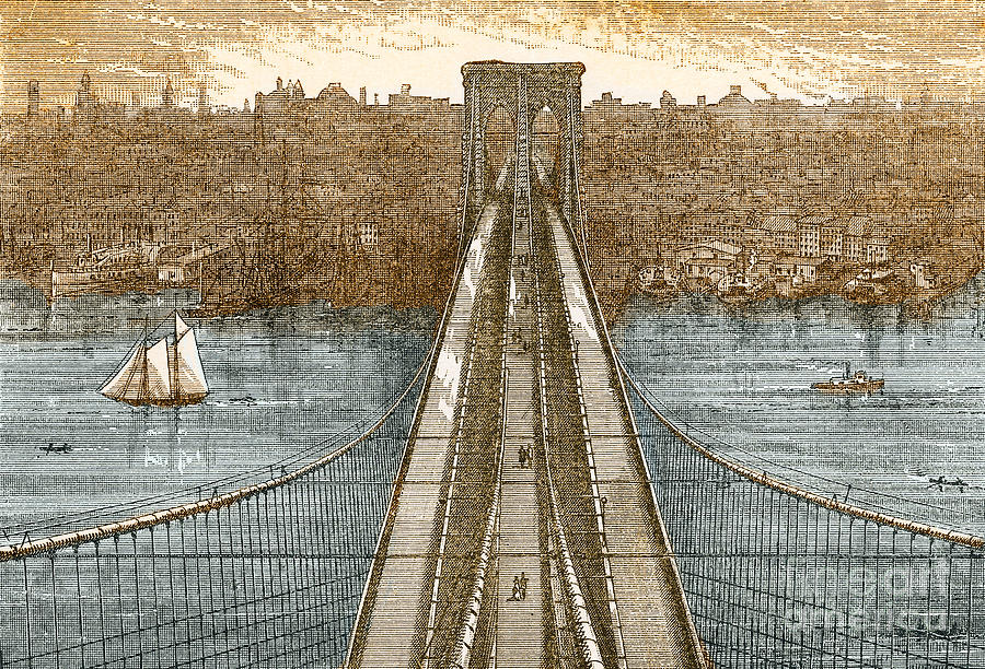 Brooklyn Bridge, New York, 1883 Photograph by Science Source
