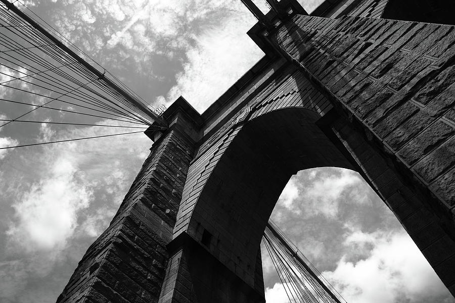 Brooklyn Bridge - New York City 2009 #2 BW Photograph by Frank Romeo