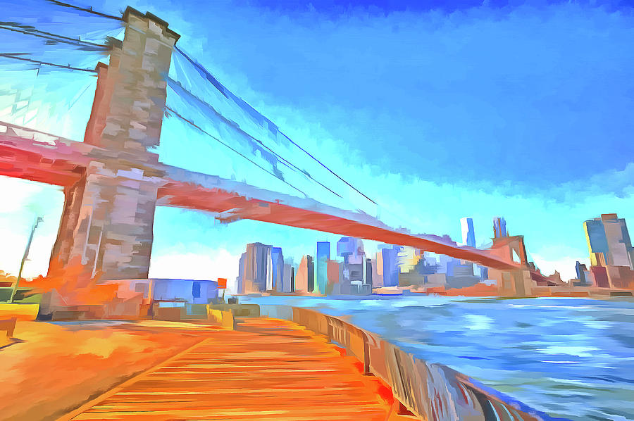 Brooklyn Bridge New York Pop Art Photograph by David Pyatt