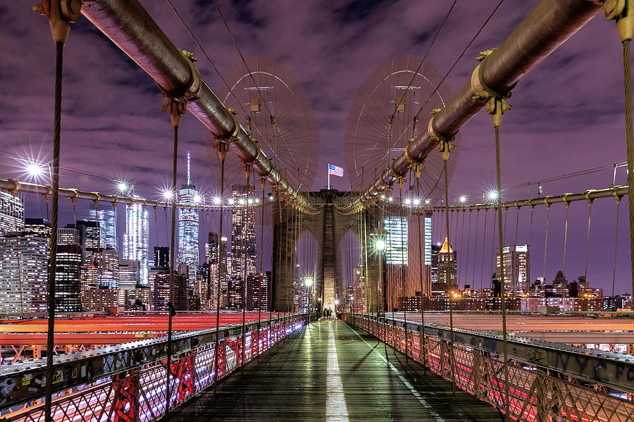Brooklyn Bridge Night Photograph by Mike Centioli