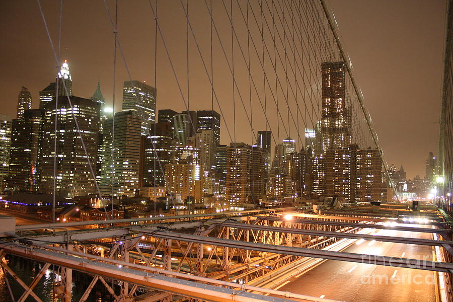 Brooklyn Bridge Night Sky Photograph by Wilko van de Kamp Fine Photo Art