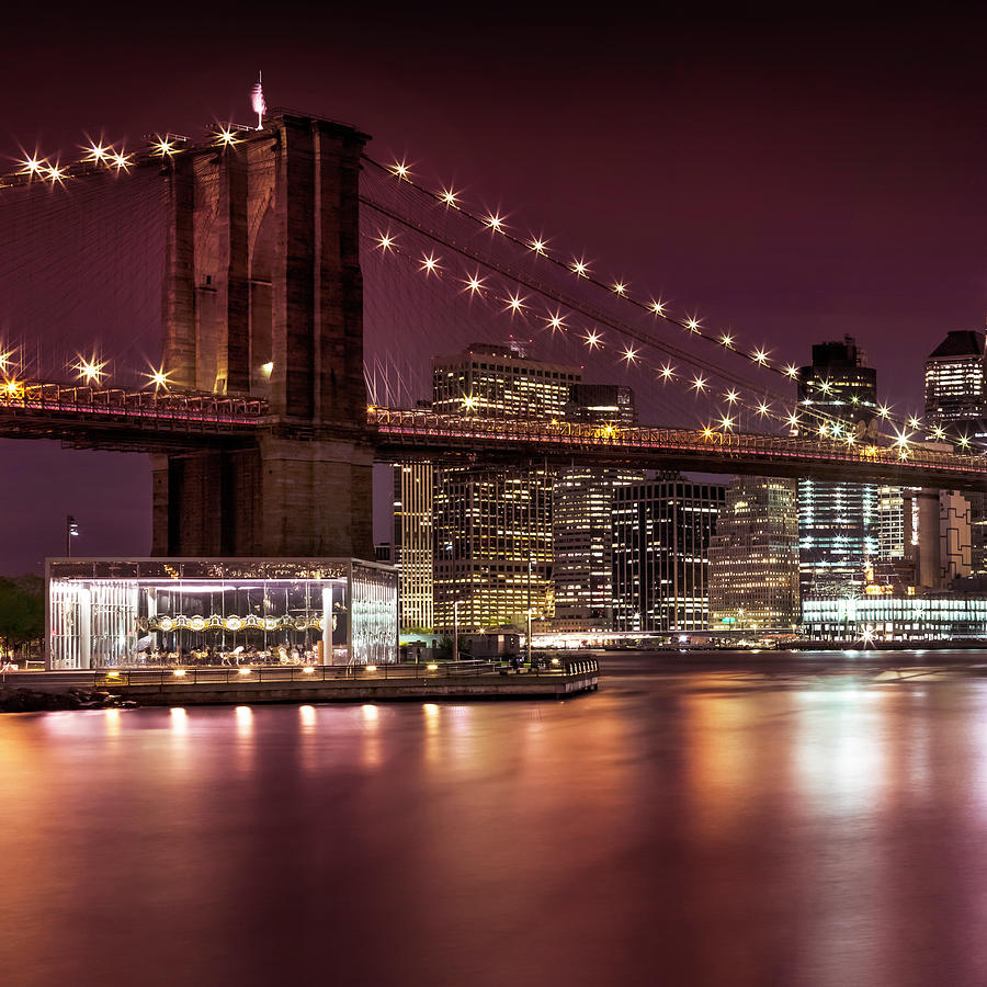 New York City Photograph - BROOKLYN BRIDGE Nightly Impressions  by Melanie Viola