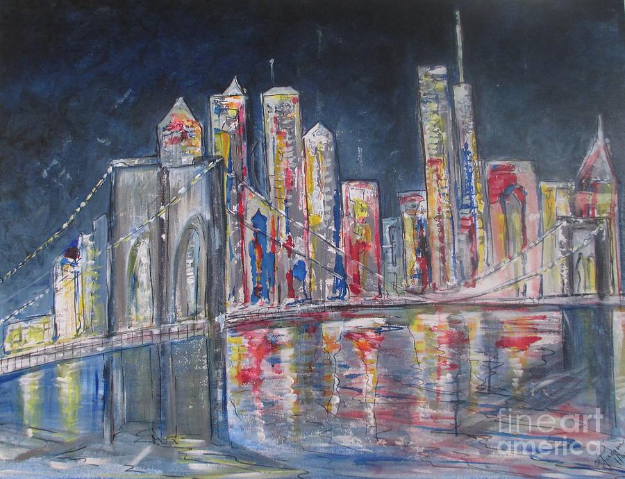 Brooklyn Bridge NY Painting by Jacqui Hawk