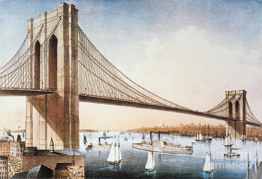 Brooklyn Bridge, Nyc, 1881 Painting by Granger
