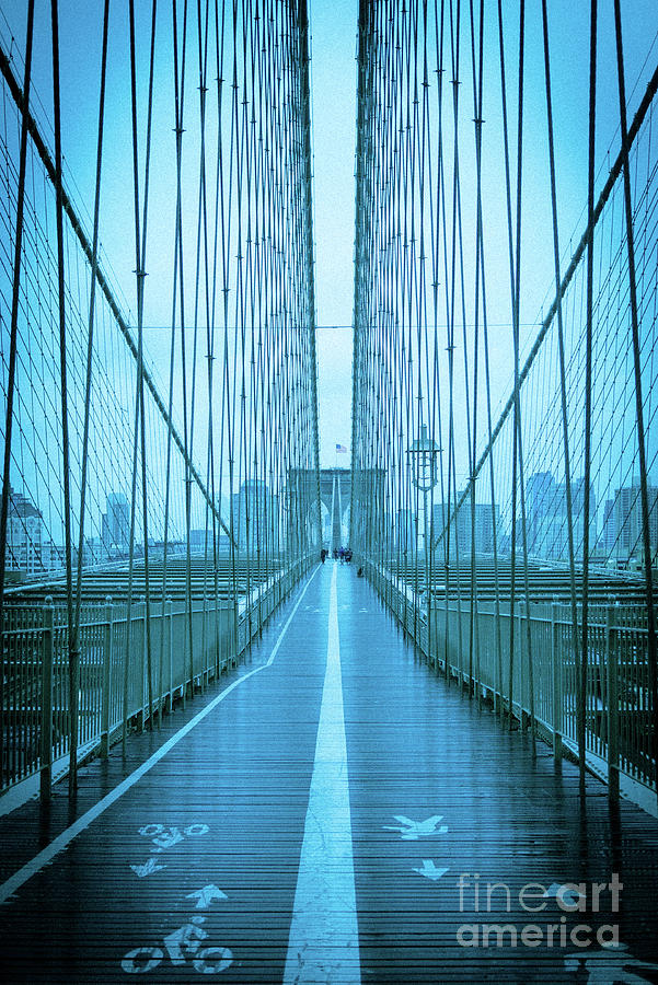 Brooklyn Bridge NYC Blue D Photograph by Edward Fielding