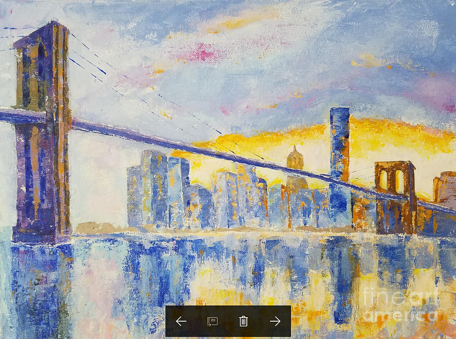 Brooklyn Bridge Painting by Olga Malamud-Pavlovich