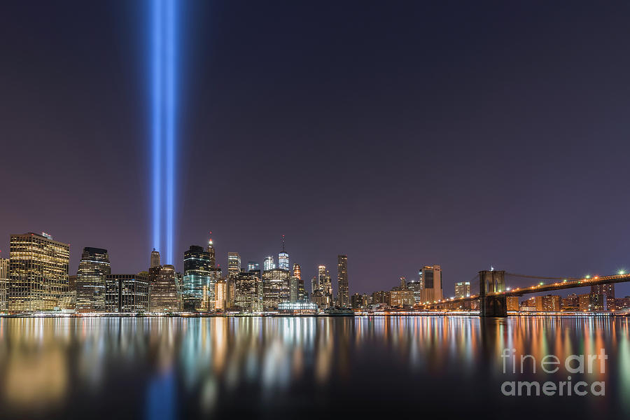 Brooklyn Bridge Park Tribute In Light Photograph by Michael Ver Sprill