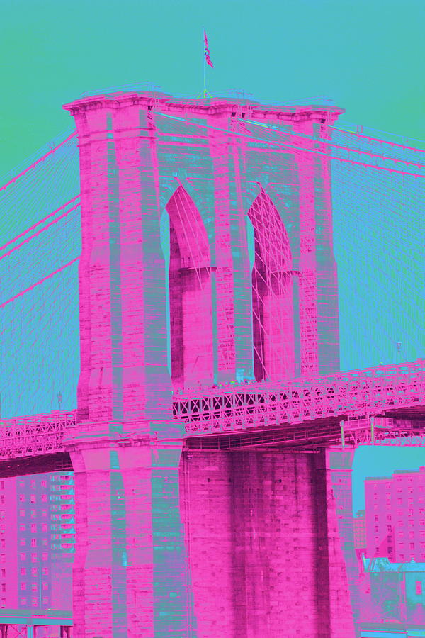 Brooklyn Bridge Pink Photograph by Christopher J Kirby
