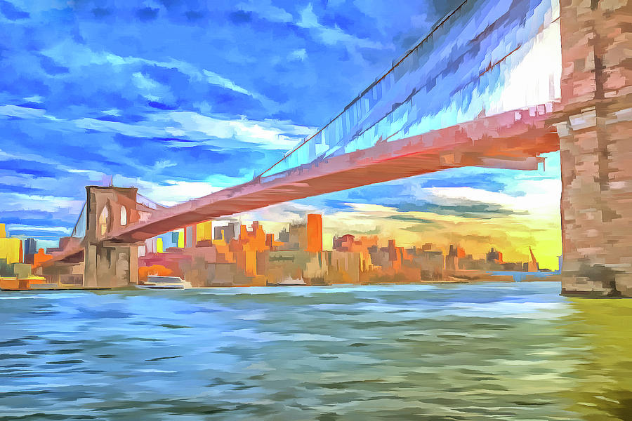 Brooklyn Bridge Pop Art Photograph by David Pyatt