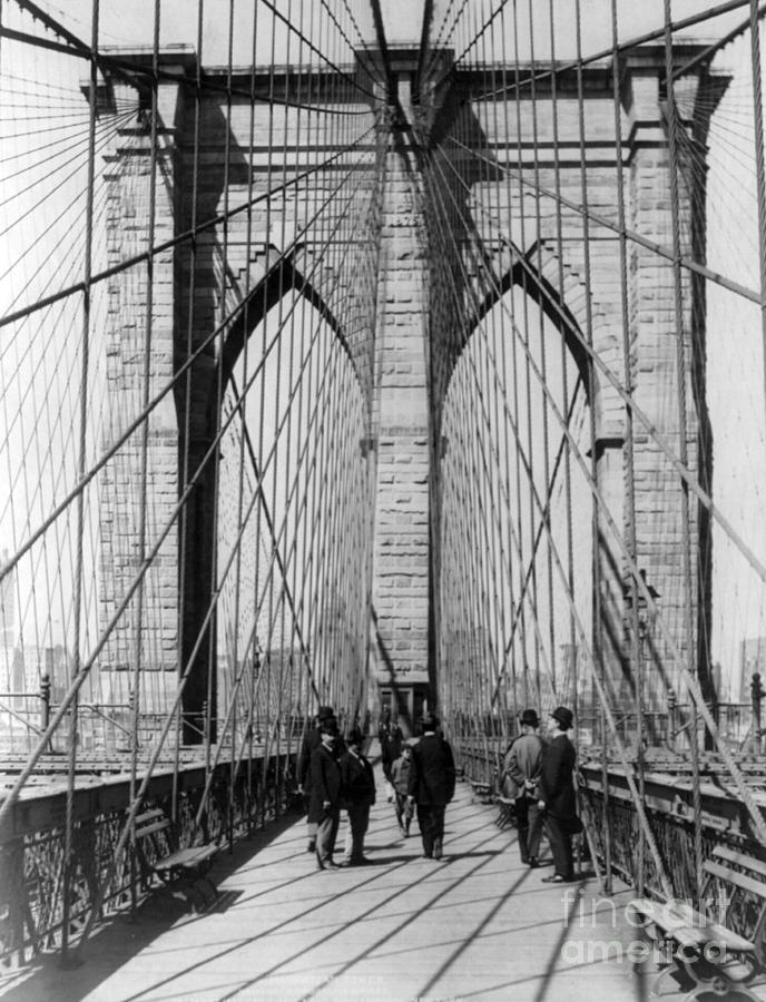 Brooklyn Bridge Promenade, 1898 Photograph by Science Source