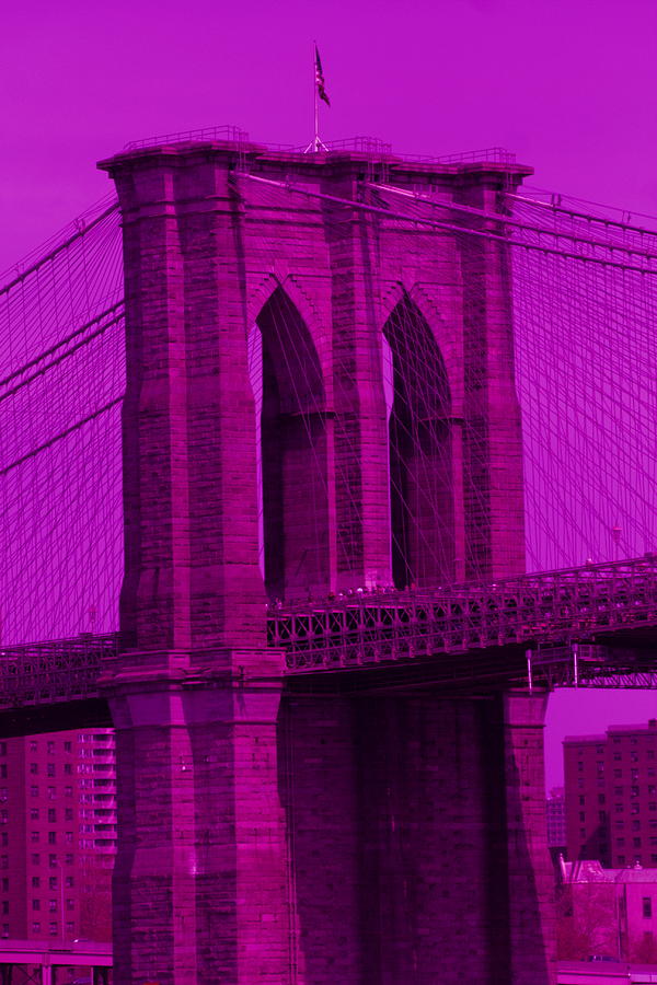 Brooklyn Bridge Purple Photograph by Christopher J Kirby