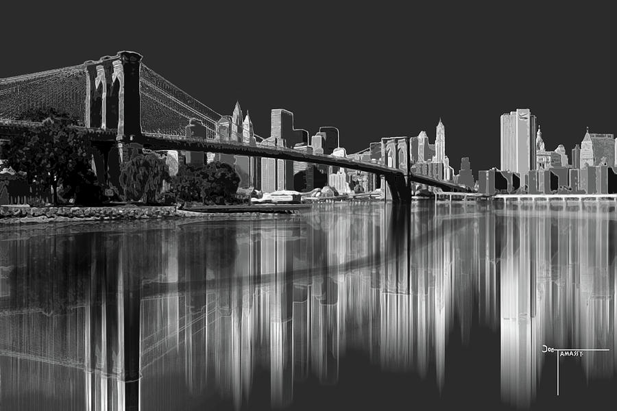 Brooklyn Bridge Reflection Digital Art by Joe Tamassy