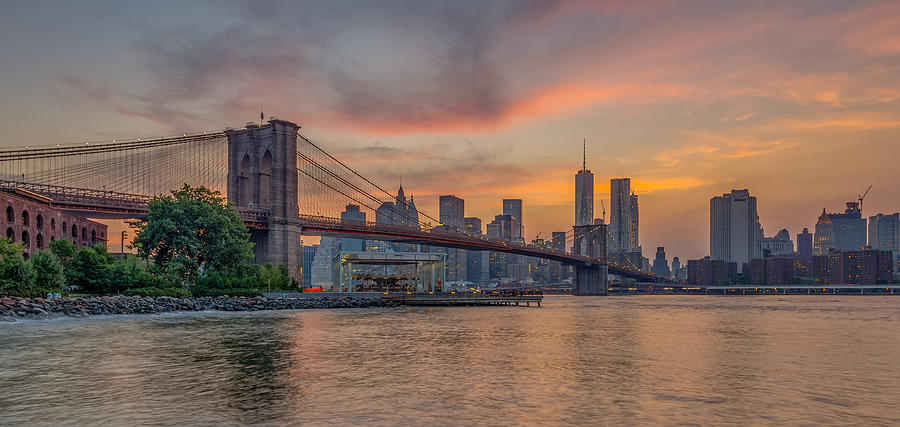 Brooklyn Bridge Summer Sunset Photograph by Scott McGuire