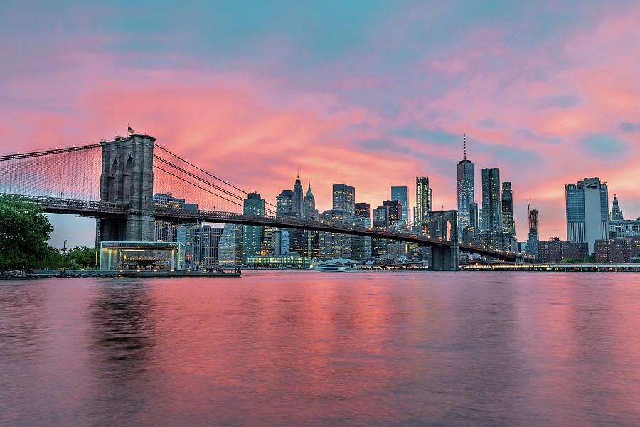 Brooklyn Bridge Sunset Photograph by Mike Centioli