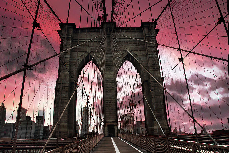 Brooklyn Bridge Sunset Silhouette Photograph by Jessica Jenney