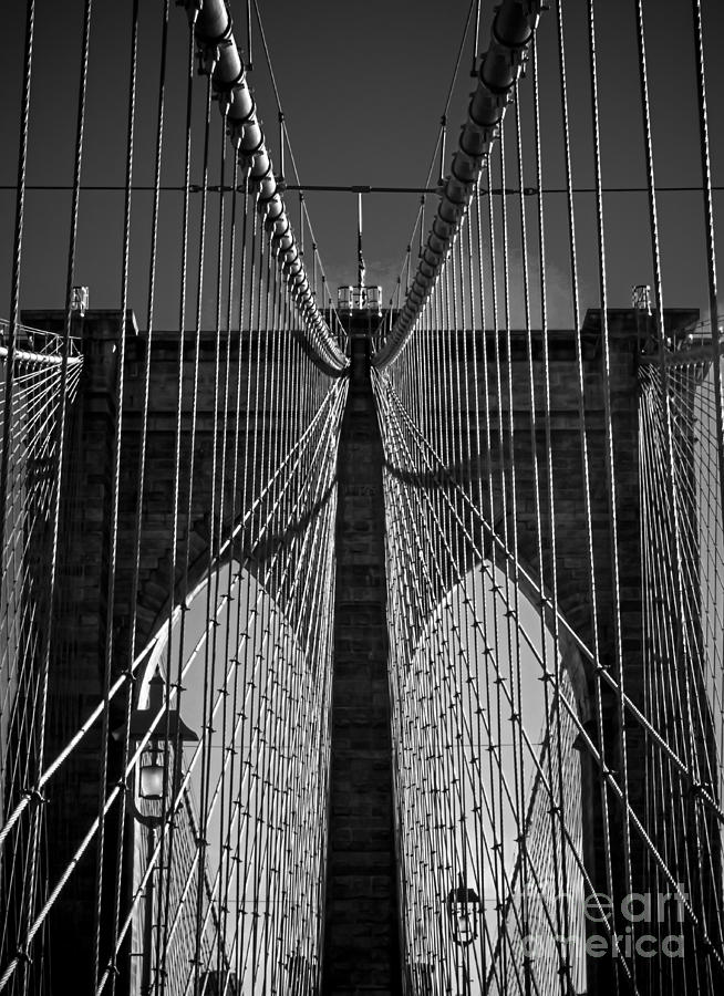 Brooklyn Bridge - To Brooklyn - BW Photograph by James Aiken