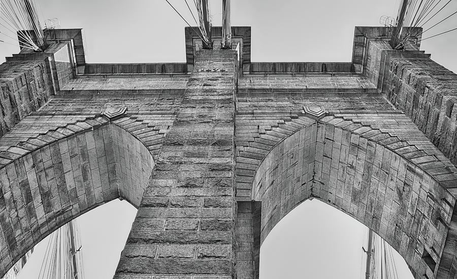 Brooklyn Bridge Tower b/w Photograph by Dyle Warren