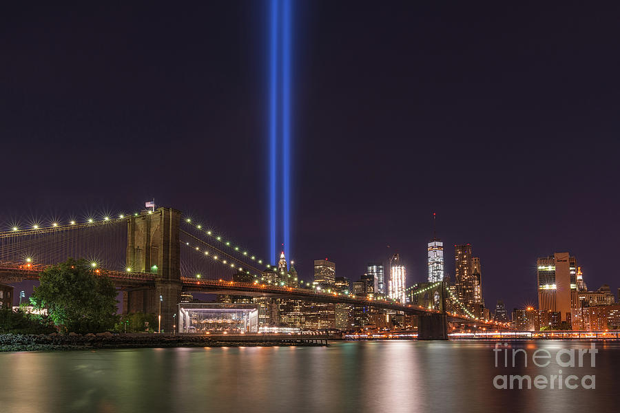 Brooklyn Bridge Tribute In Lights  Photograph by Michael Ver Sprill