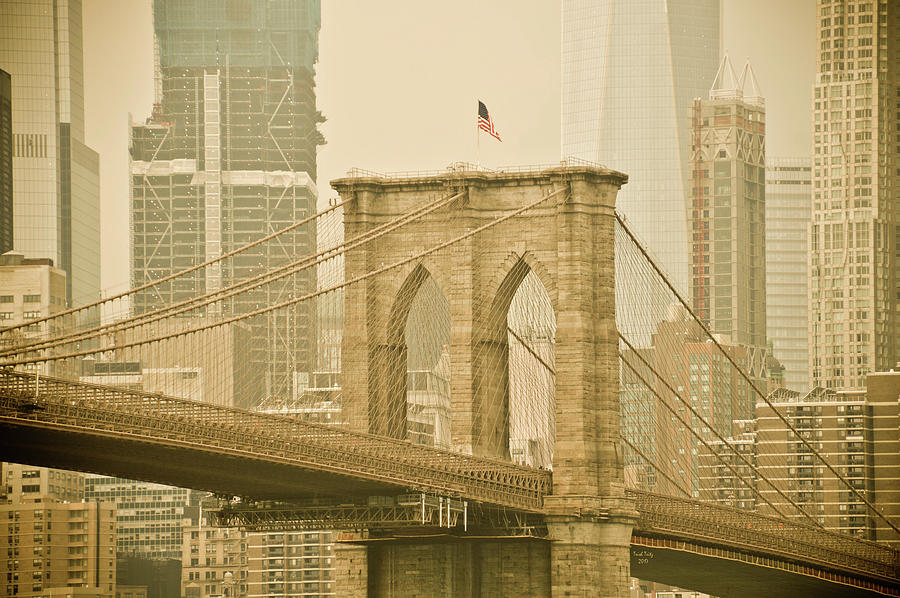 Brooklyn Bridge Mixed Media by Trish Tritz