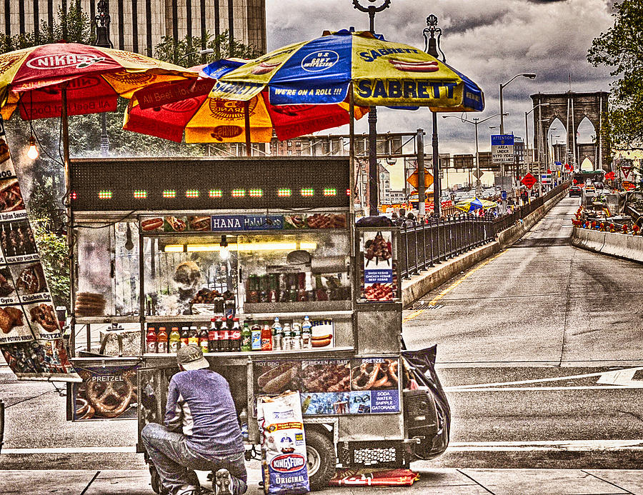 Brooklyn Bridge Vendor Photograph by Steve Archbold Brooklyn Bridge Vendor Photograph by Steve Archbold