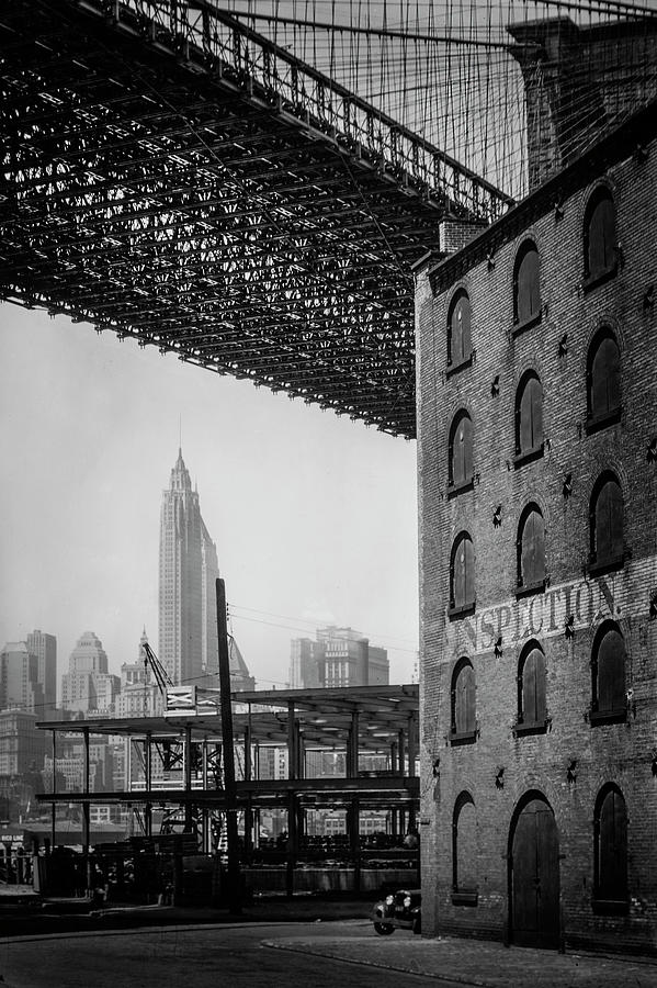 New York City Photograph - Brooklyn Bridge Water and Dock Streets 1930s by Visions of History