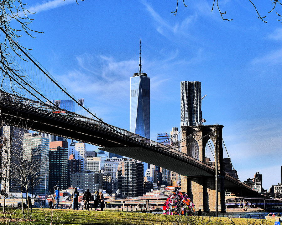 Brooklyn Bridge with Glass House Photograph by Jack Riordan