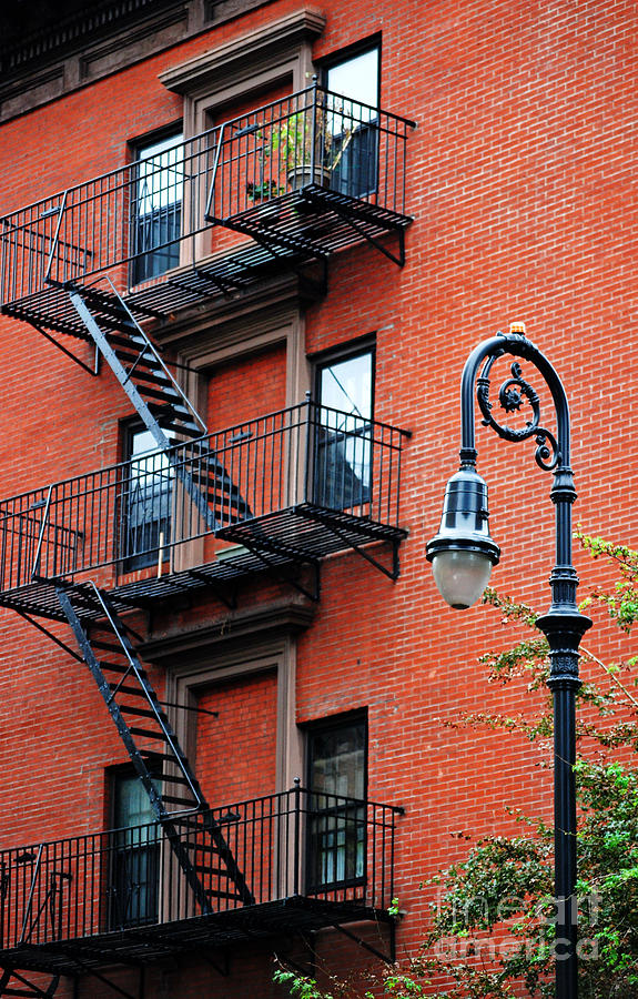 Brooklyn Heights Cobble Hill Typical brick facade - New York City Photograph by Carlos Alkmin
