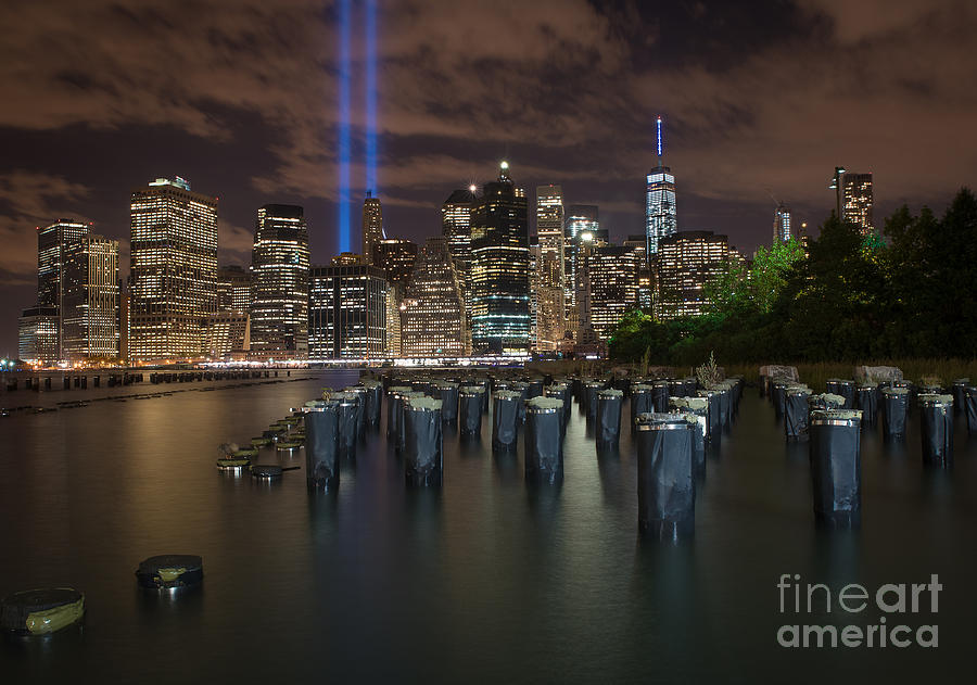Brooklyn Waterfront Memorial Tribute Lights Photograph by Alissa Beth Photography
