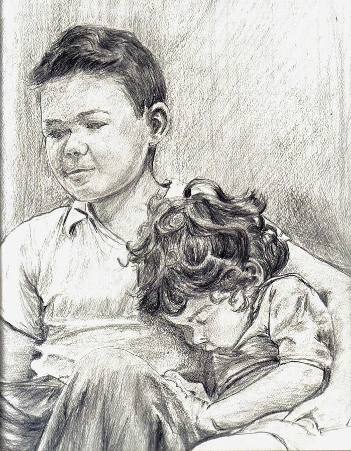 Brother and sister Drawing by Gladiola Sotomayor