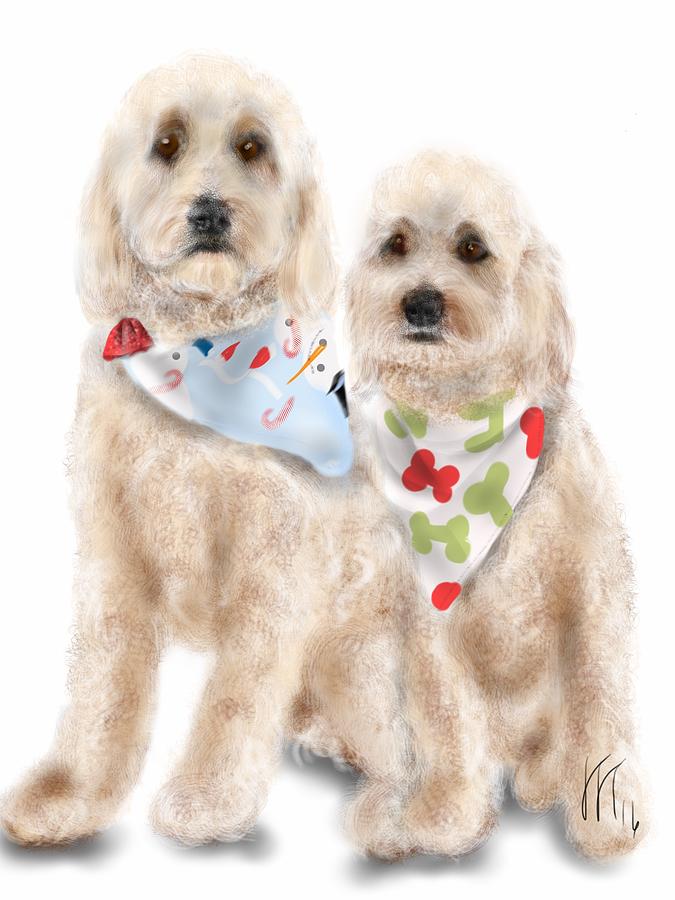Dog Painting - Brother and Sister  by Lois Ivancin Tavaf