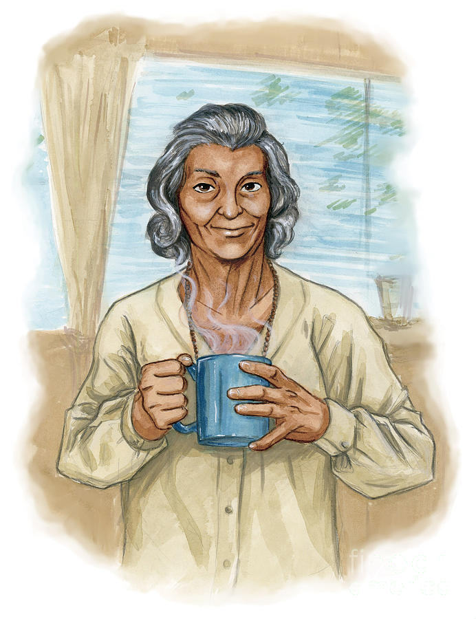 Coffee Painting - Brother Wolf - Grandmother Issi by Brandy Woods