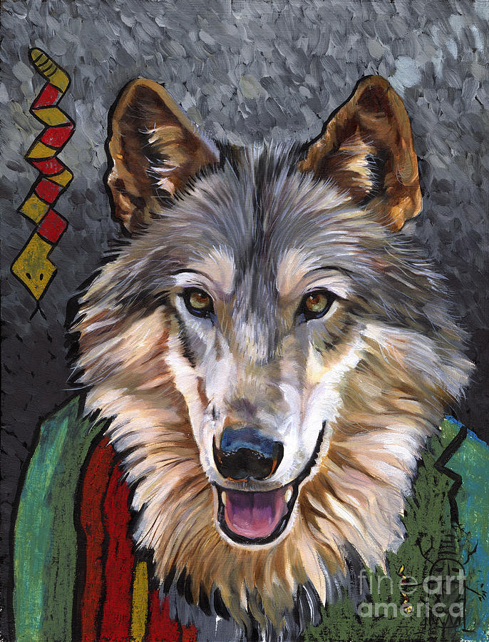 Inspirational Painting - Brother Wolf by J W Baker