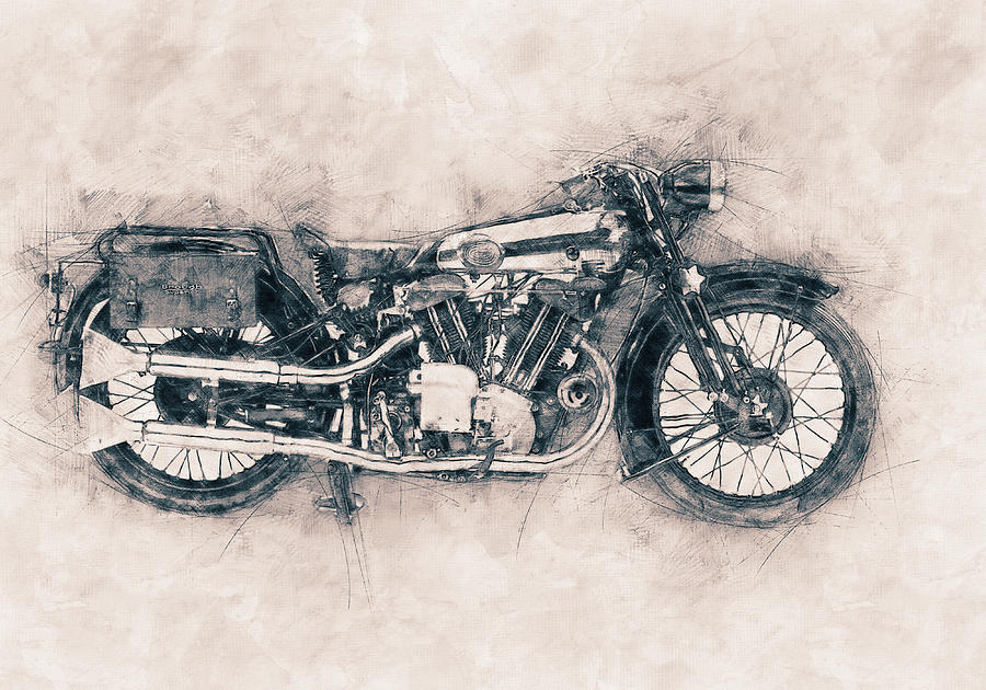 Brough Superior SS100 - 1924 - Motorcycle Poster - Automotive Art Mixed Media by Studio Grafiikka