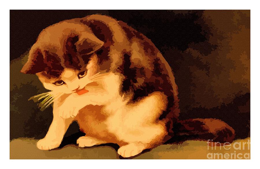 Brown and beige kitten Painting by Heidi De Leeuw