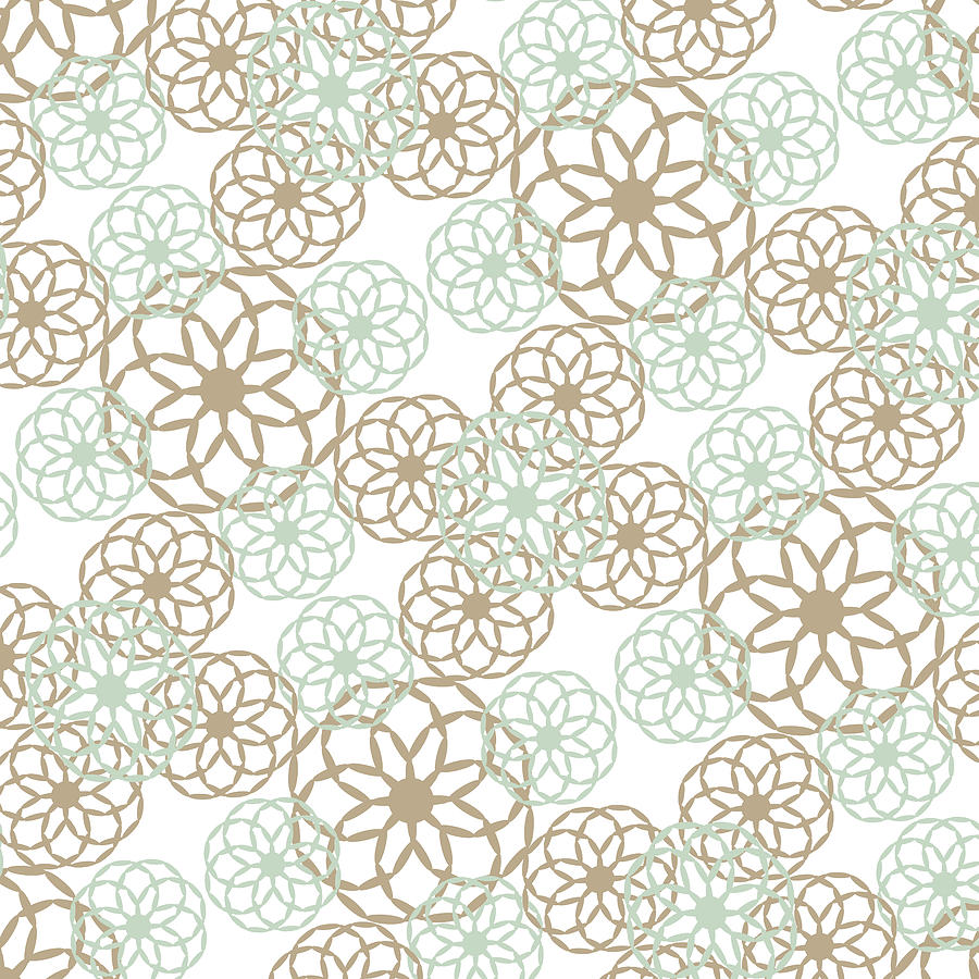 Brown And Green Floral Pattern Mixed Media by Christina Rollo