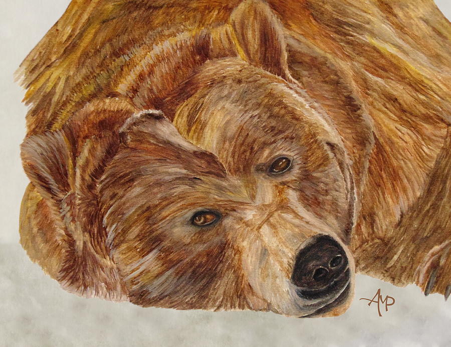 Brown Bear Painting by Angeles M Pomata